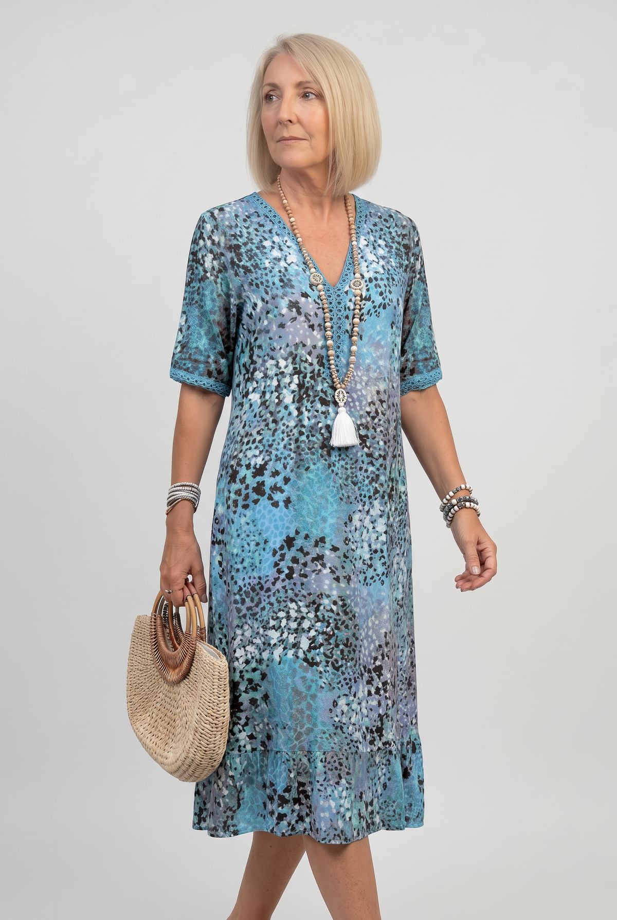 Midi Dress Animal Print V-Neck Women's – Casual, Holiday · Werune