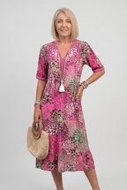Midi Dress Animal Print V-Neck Women's – Casual, Holiday · Werune