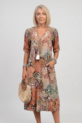 Midi Dress Animal Print V-Neck Women's – Casual, Holiday · Werune
