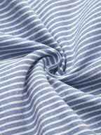 Midi Dress Blue Striped Short Sleeve Women's with Side Pockets Buttons – Casual, Office Everyday Wear