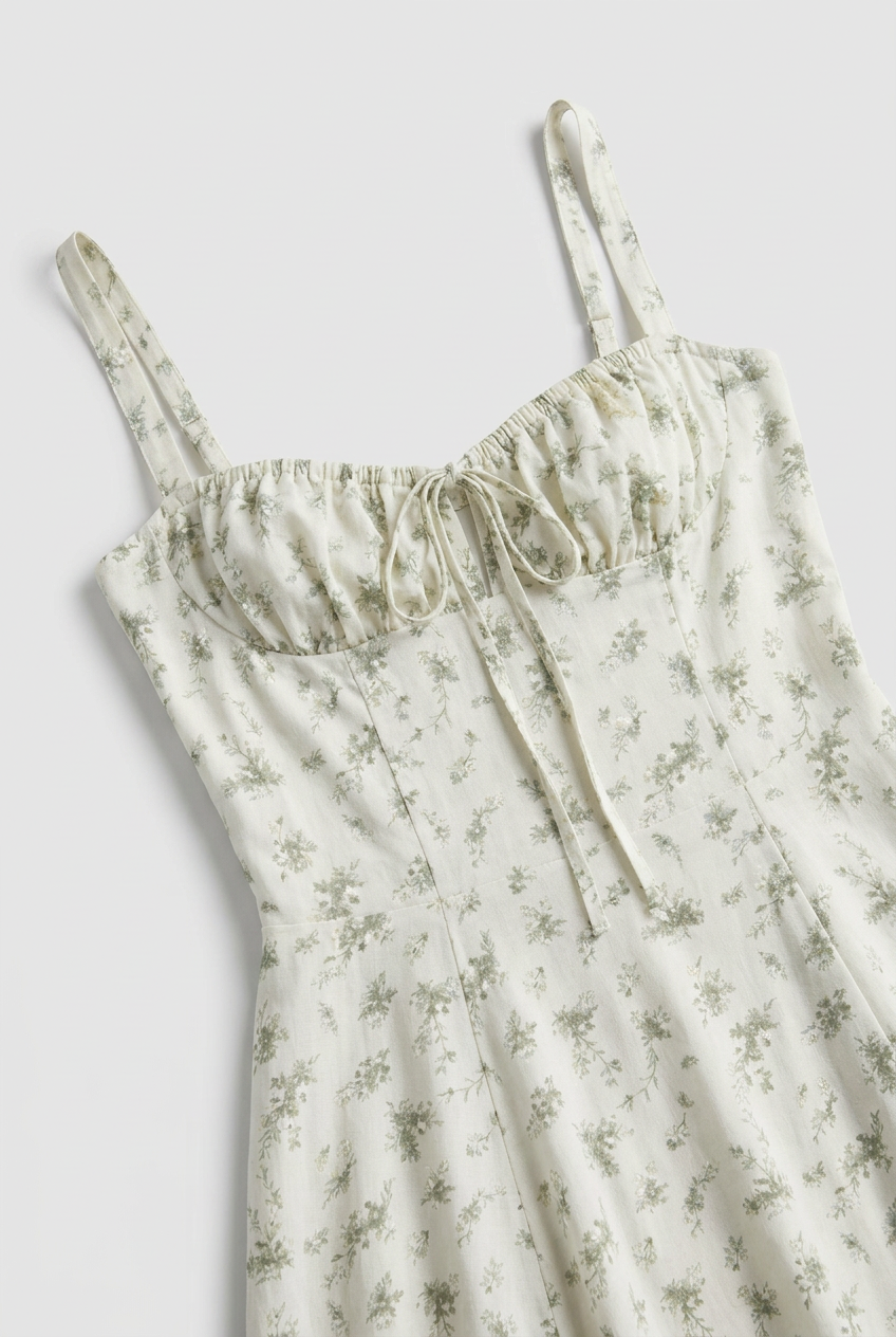 Midi Dress Floral Ivory Women's Sweetheart Neck Sleeveless – Summer, Casual, Holiday, Office, Gift