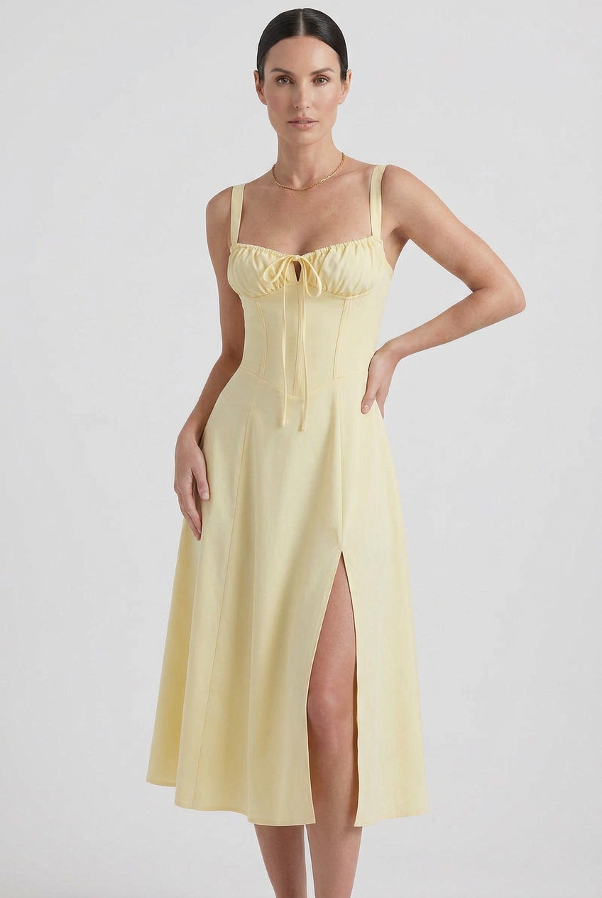 Midi Dress Floral Ivory Women's Sweetheart Neck Sleeveless – Summer, Casual, Holiday, Office, Gift