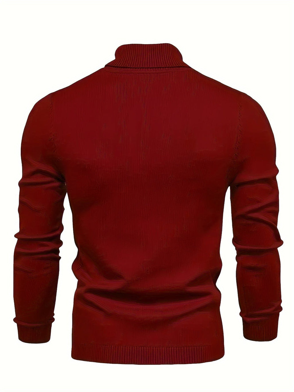 Mock Neck Sweater Knitted Black Men's Long Sleeve Pullover – Casual, Office, Gift