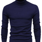 Mock Neck Sweater Knitted Black Men's Long Sleeve Pullover – Casual, Office, Gift