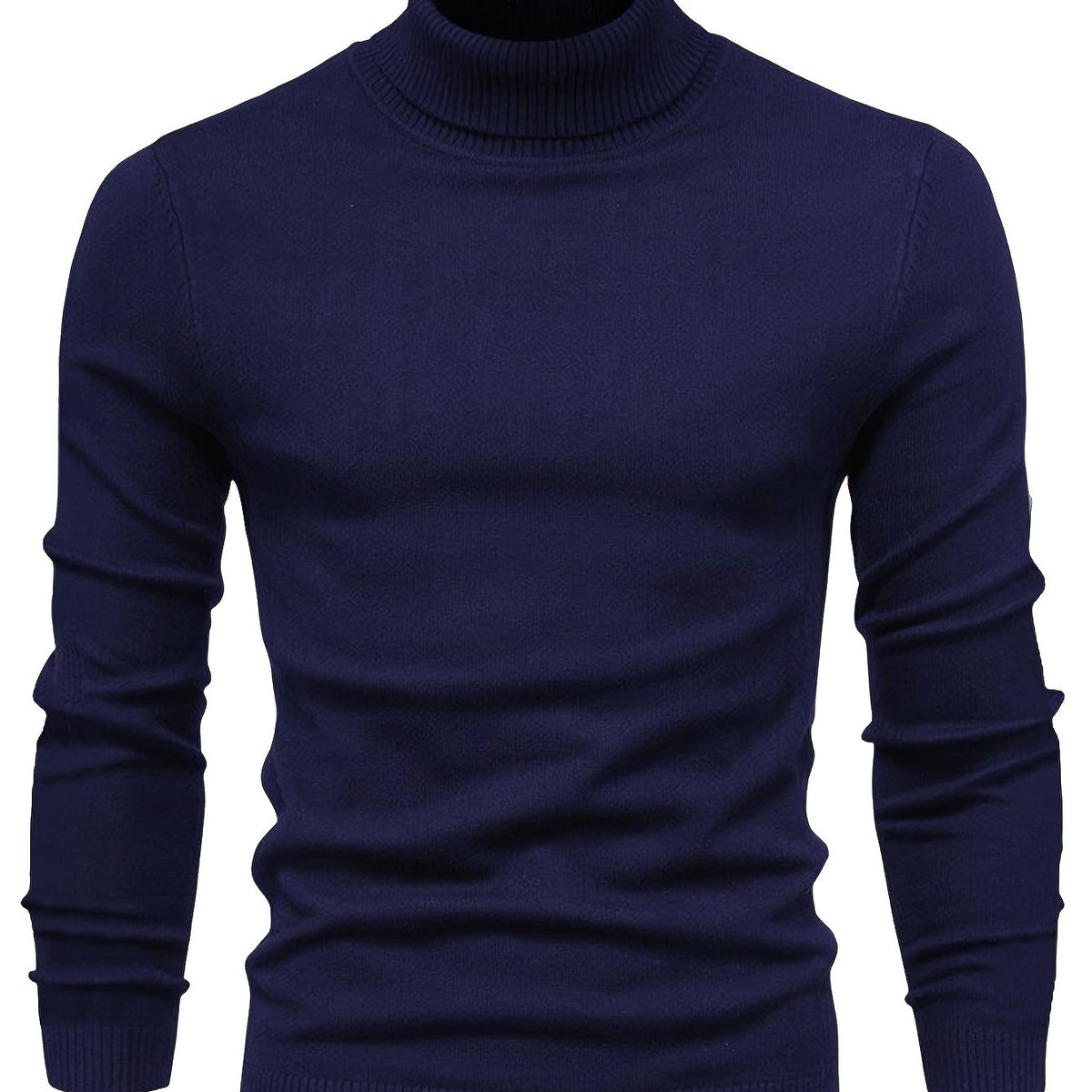 Mock Neck Sweater Knitted Black Men's Long Sleeve Pullover – Casual, Office, Gift