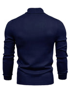 Mock Neck Sweater Knitted Black Men's Long Sleeve Pullover – Casual, Office, Gift