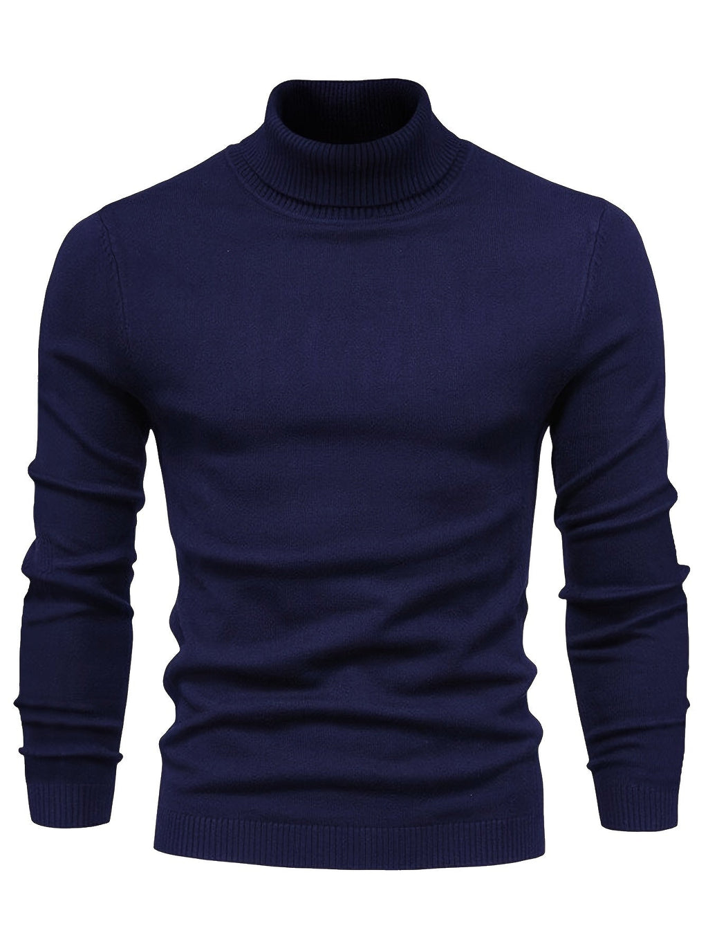 Mock Neck Sweater Knitted Black Men's Long Sleeve Pullover – Casual, Office, Gift