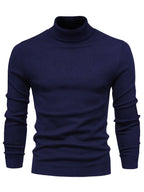 Mock Neck Sweater Knitted Black Men's Long Sleeve Pullover – Casual, Office, Gift