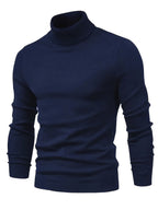 Mock Neck Sweater Knitted Black Men's Long Sleeve Pullover – Casual, Office, Gift