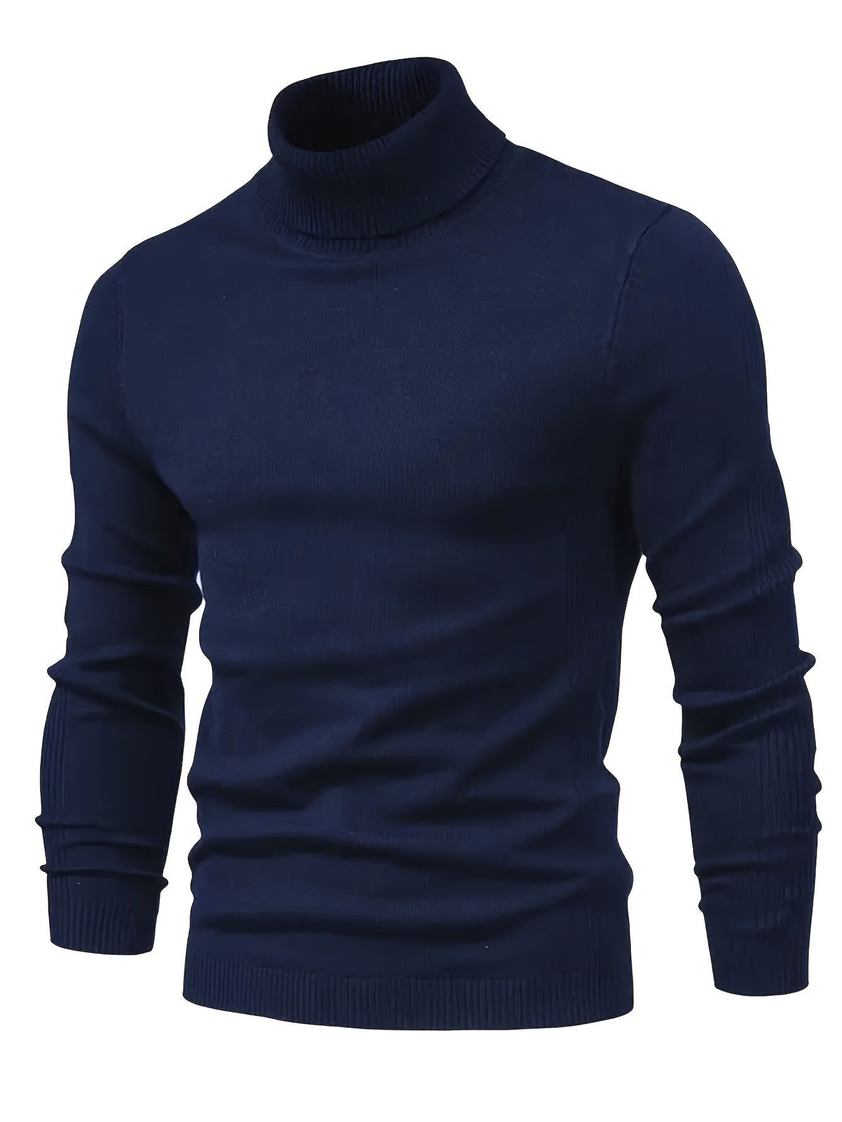 Mock Neck Sweater Knitted Black Men's Long Sleeve Pullover – Casual, Office, Gift