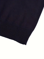 Mock Neck Sweater Knitted Black Men's Long Sleeve Pullover – Casual, Office, Gift