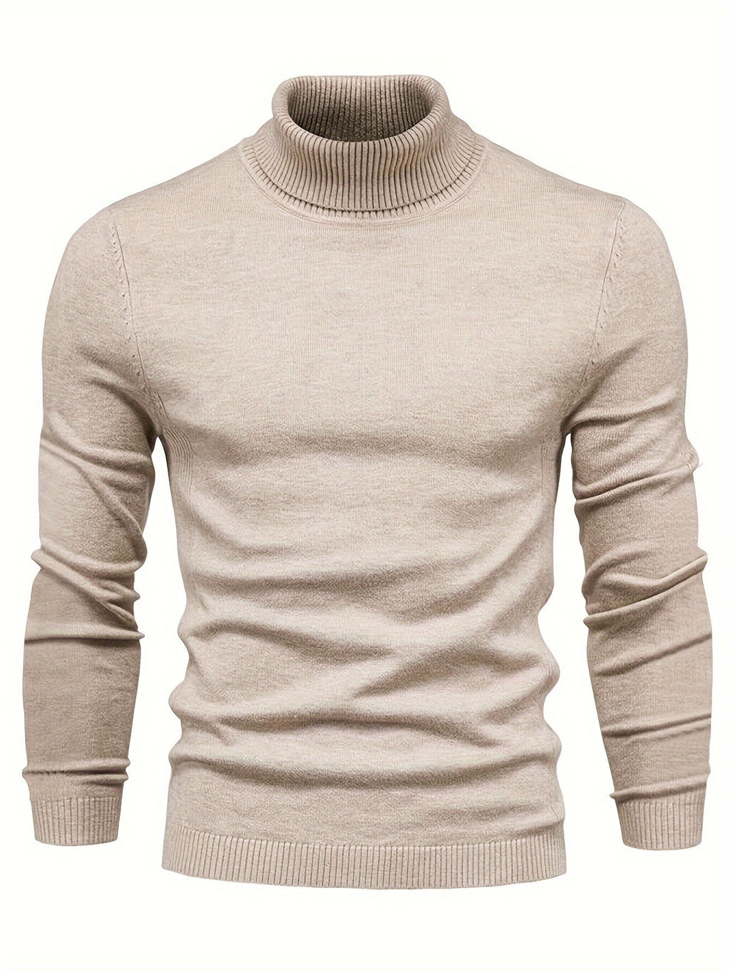 Mock Neck Sweater Knitted Black Men's Long Sleeve Pullover – Casual, Office, Gift