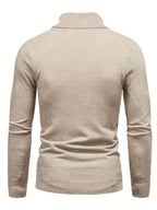 Mock Neck Sweater Knitted Black Men's Long Sleeve Pullover – Casual, Office, Gift