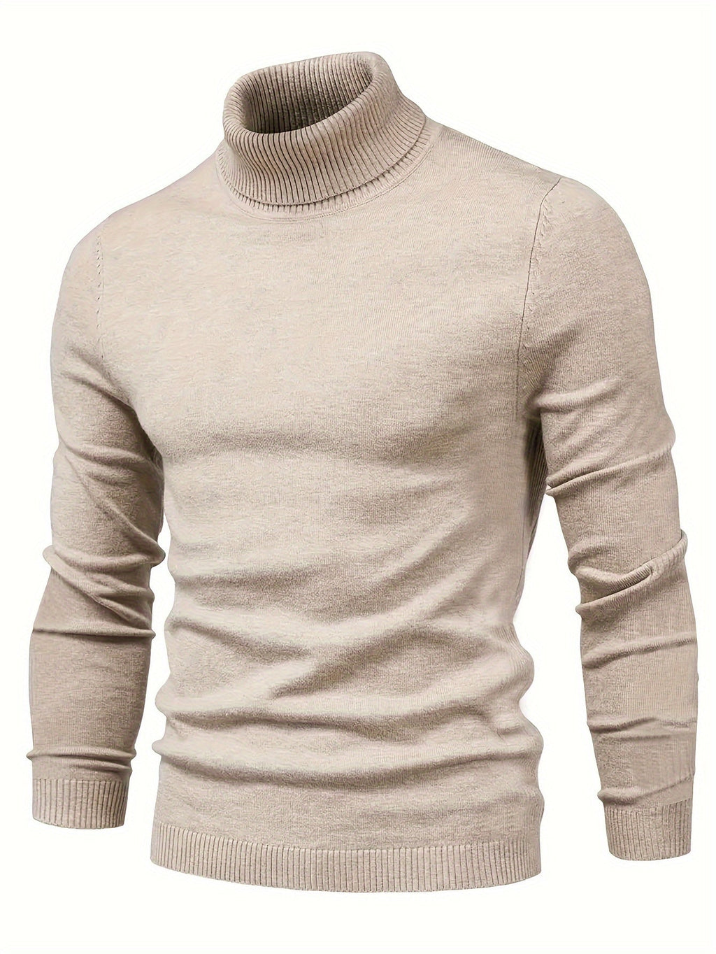 Mock Neck Sweater Knitted Black Men's Long Sleeve Pullover – Casual, Office, Gift