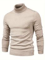 Mock Neck Sweater Knitted Black Men's Long Sleeve Pullover – Casual, Office, Gift