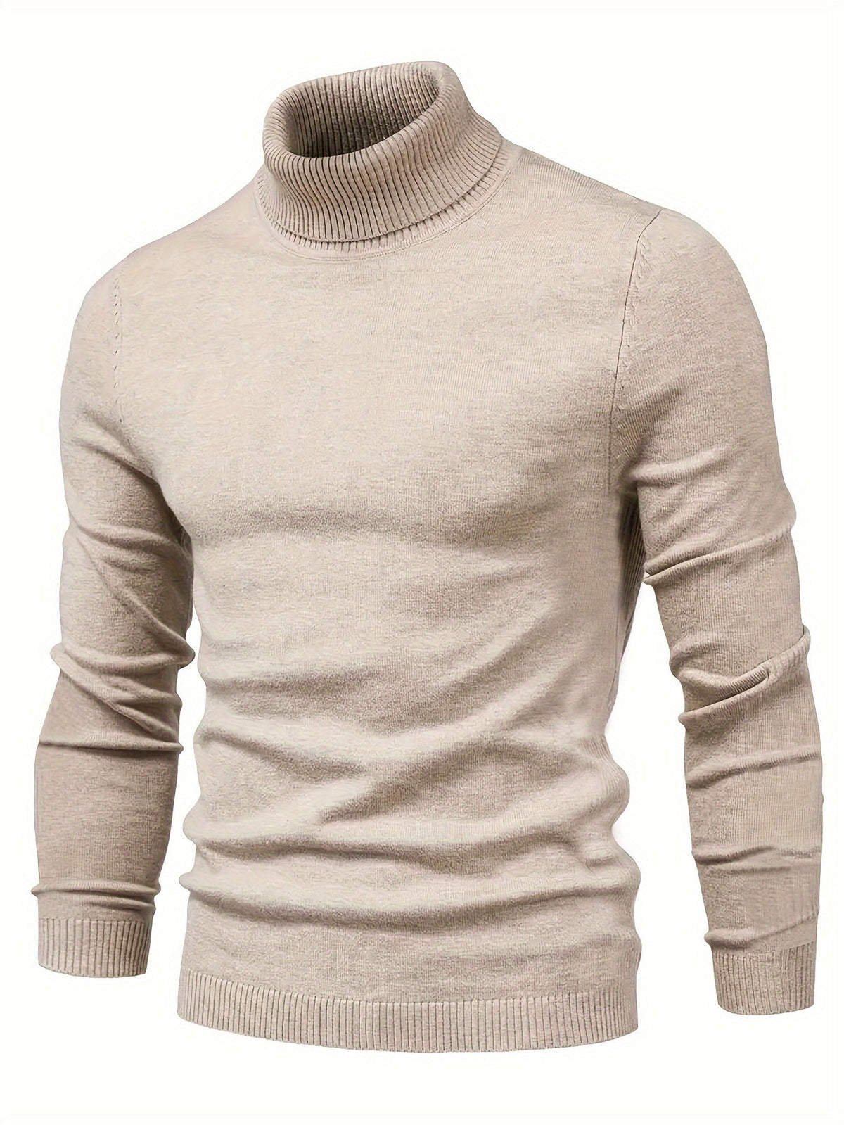 Mock Neck Sweater Knitted Black Men's Long Sleeve Pullover – Casual, Office, Gift