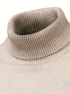 Mock Neck Sweater Knitted Black Men's Long Sleeve Pullover – Casual, Office, Gift