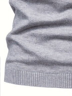Mock Neck Sweater Knitted Black Men's Long Sleeve Pullover – Casual, Office, Gift