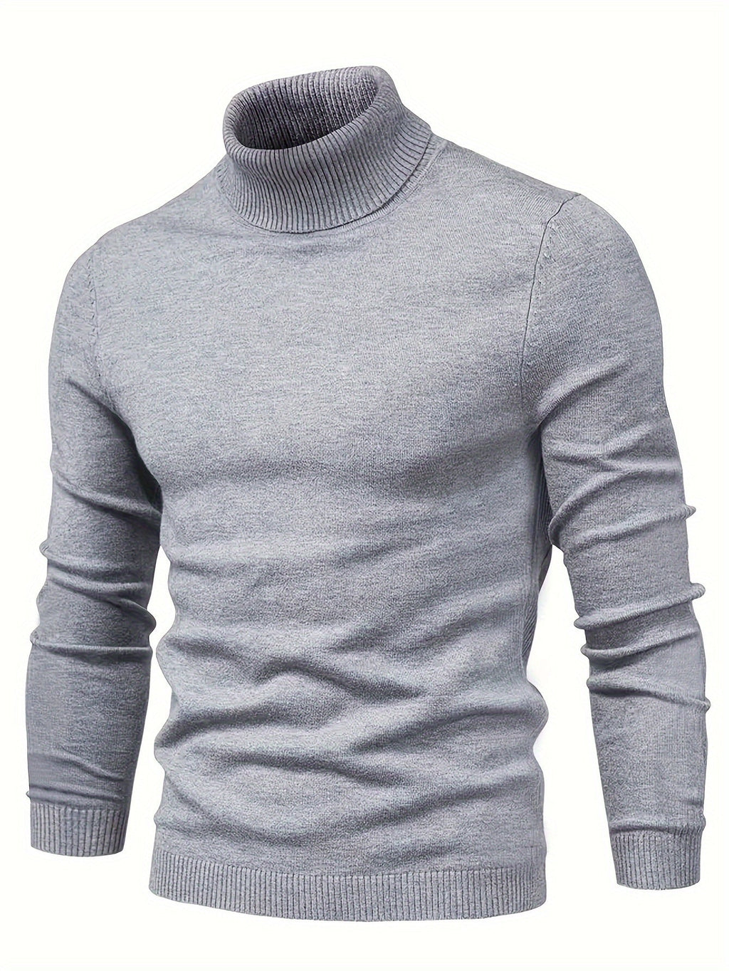 Mock Neck Sweater Knitted Black Men's Long Sleeve Pullover – Casual, Office, Gift