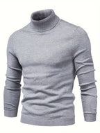 Mock Neck Sweater Knitted Black Men's Long Sleeve Pullover – Casual, Office, Gift