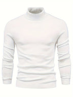 Mock Neck Sweater Knitted Black Men's Long Sleeve Pullover – Casual, Office, Gift