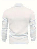 Mock Neck Sweater Knitted Black Men's Long Sleeve Pullover – Casual, Office, Gift