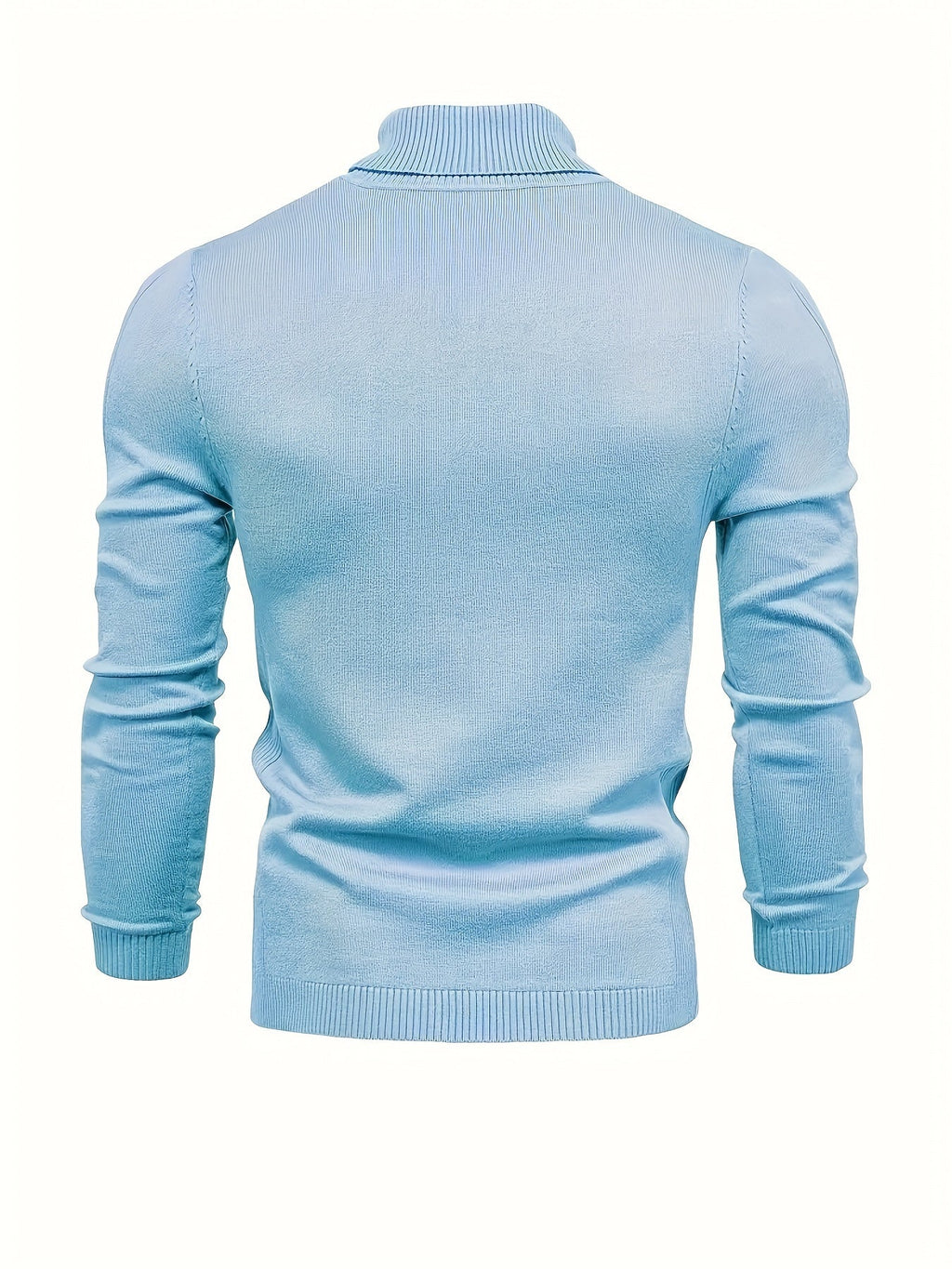 Mock Neck Sweater Knitted Black Men's Long Sleeve Pullover – Casual, Office, Gift