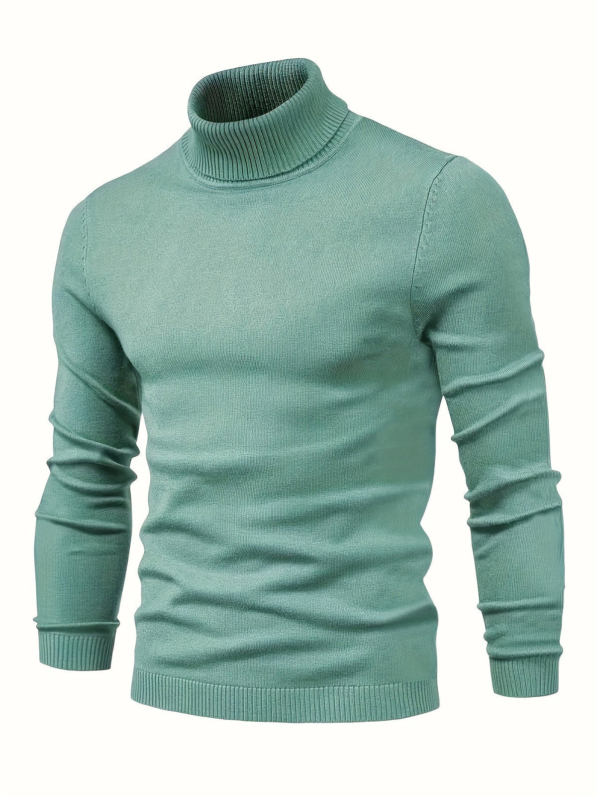 Mock Neck Sweater Knitted Black Men's Long Sleeve Pullover – Casual, Office, Gift