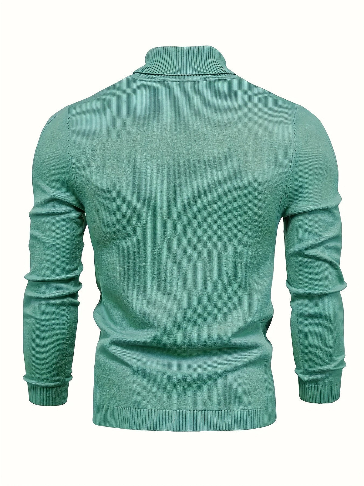 Mock Neck Sweater Knitted Black Men's Long Sleeve Pullover – Casual, Office, Gift