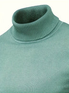 Mock Neck Sweater Knitted Black Men's Long Sleeve Pullover – Casual, Office, Gift