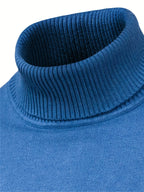 Mock Neck Sweater Knitted Black Men's Long Sleeve Pullover – Casual, Office, Gift