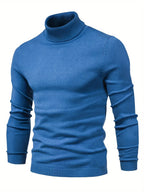 Mock Neck Sweater Knitted Black Men's Long Sleeve Pullover – Casual, Office, Gift