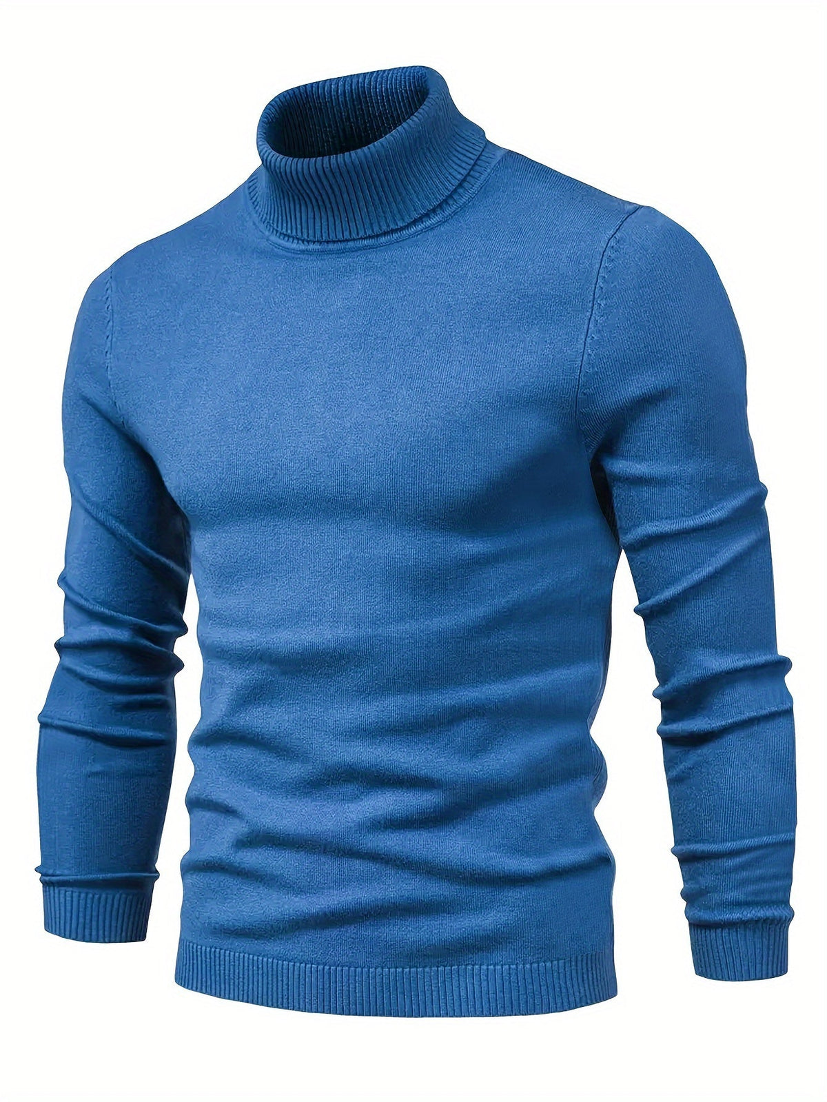 Mock Neck Sweater Knitted Black Men's Long Sleeve Pullover – Casual, Office, Gift