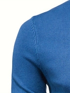 Mock Neck Sweater Knitted Black Men's Long Sleeve Pullover – Casual, Office, Gift