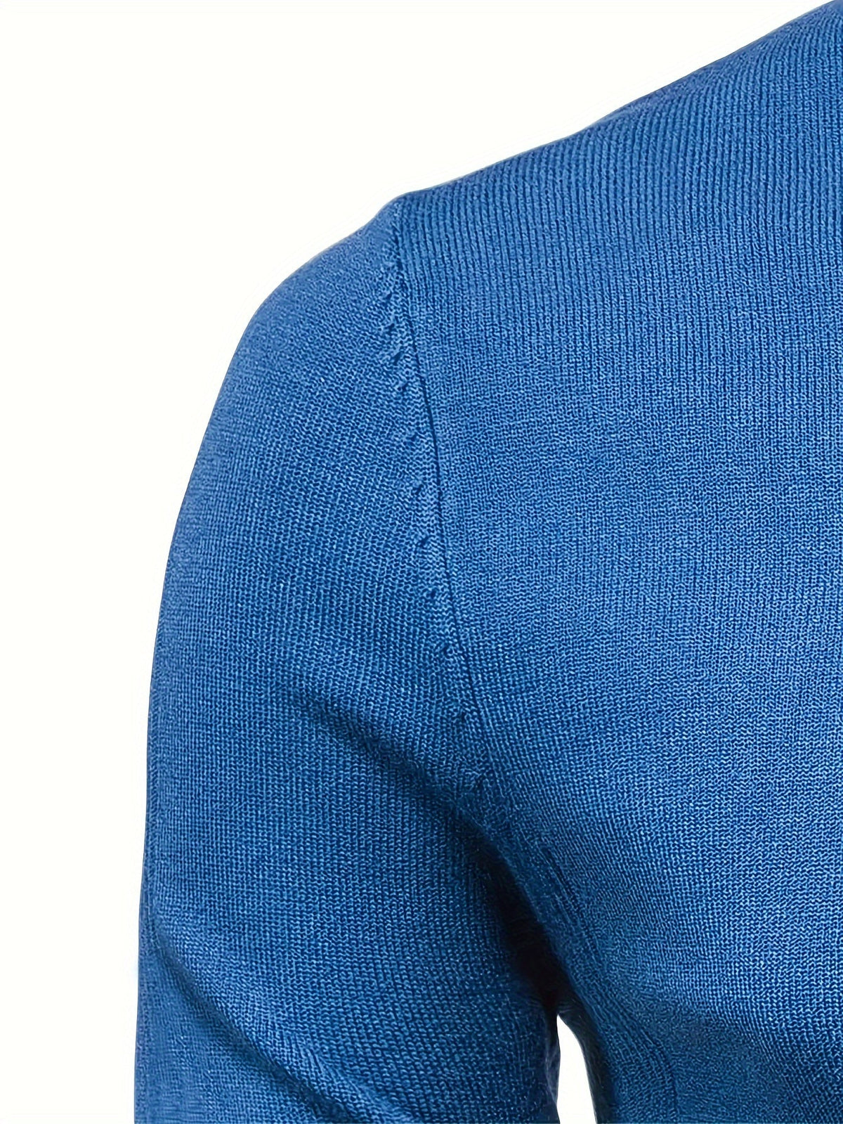 Mock Neck Sweater Knitted Black Men's Long Sleeve Pullover – Casual, Office, Gift