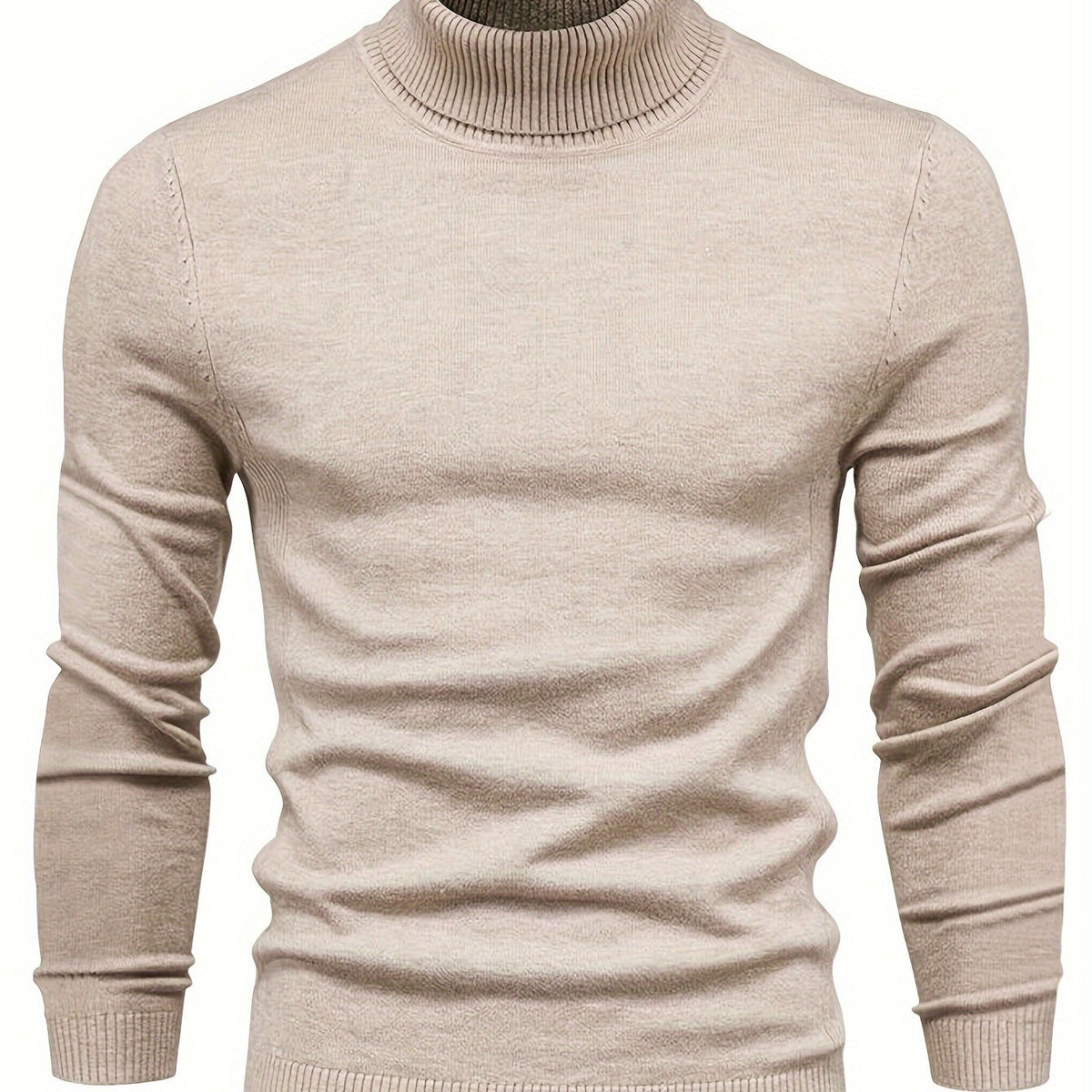 Mock Neck Sweater Knitted Black Men's Long Sleeve Pullover – Casual, Office, Gift