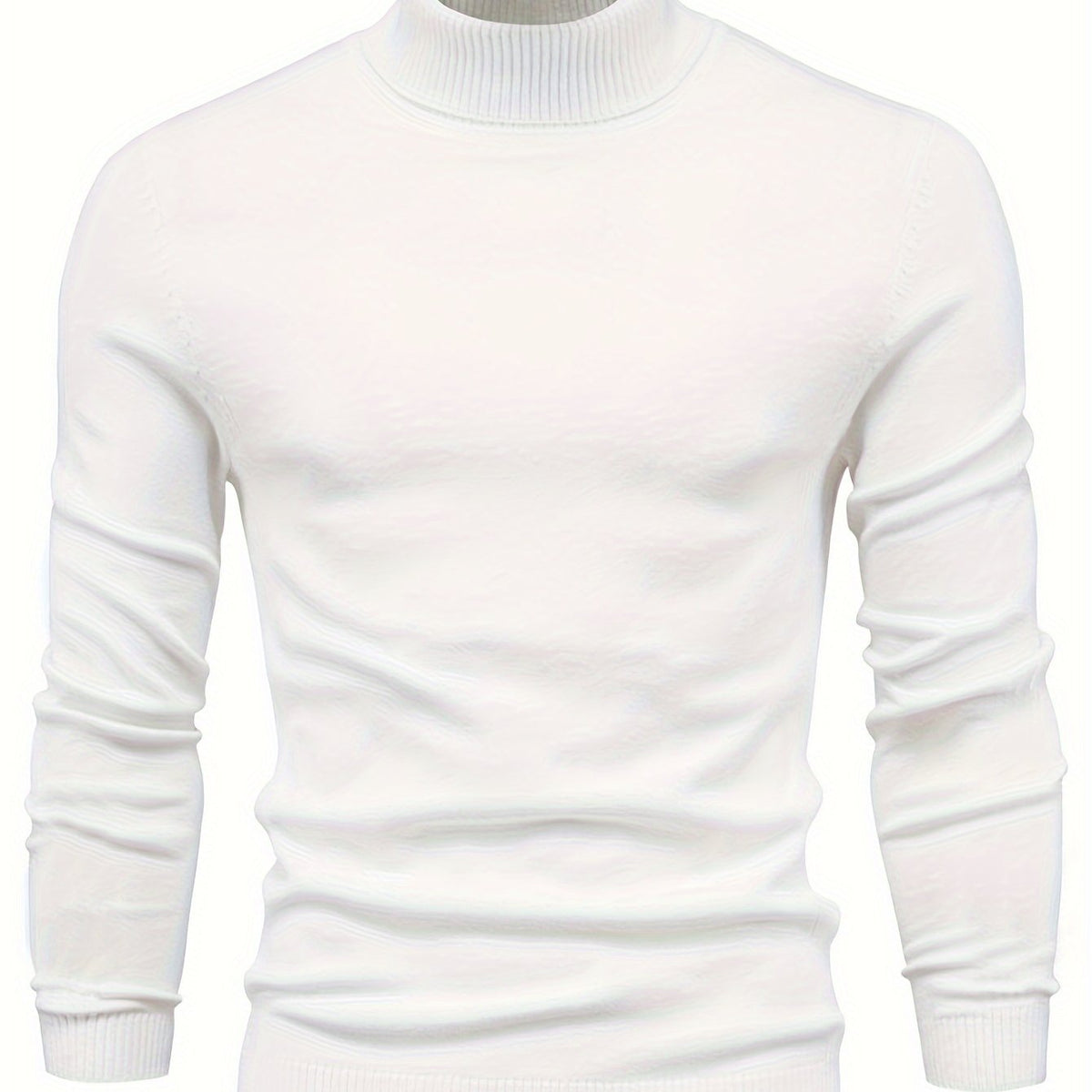Mock Neck Sweater Knitted Black Men's Long Sleeve Pullover – Casual, Office, Gift