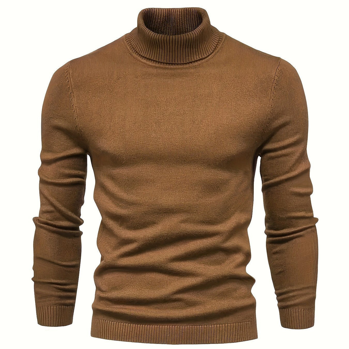 Mock Neck Sweater Knitted Black Men's Long Sleeve Pullover – Casual, Office, Gift