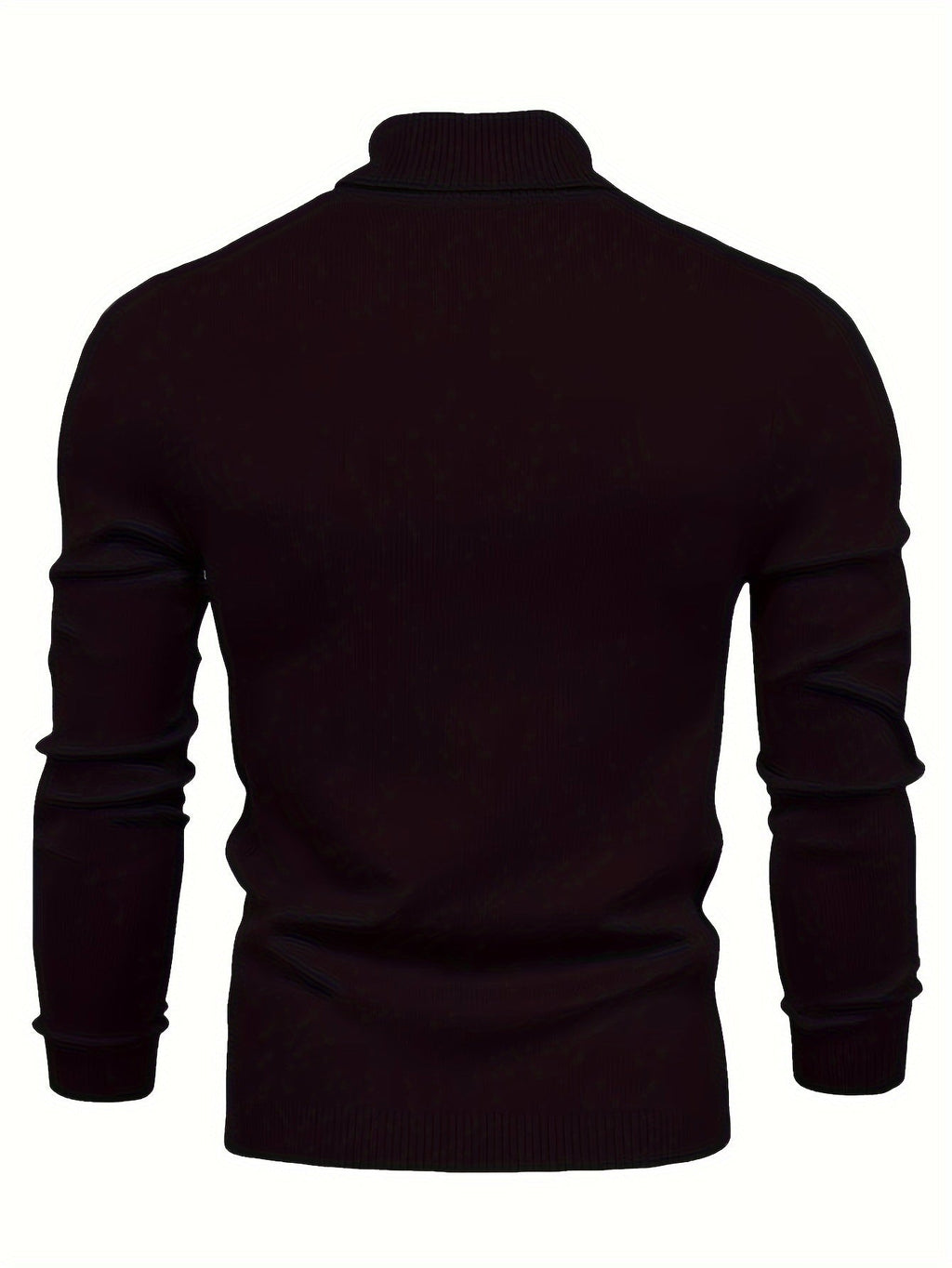 Mock Neck Sweater Knitted Black Men's Long Sleeve Pullover – Casual, Office, Gift