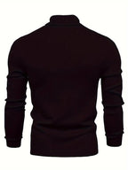 Mock Neck Sweater Knitted Black Men's Long Sleeve Pullover – Casual, Office, Gift