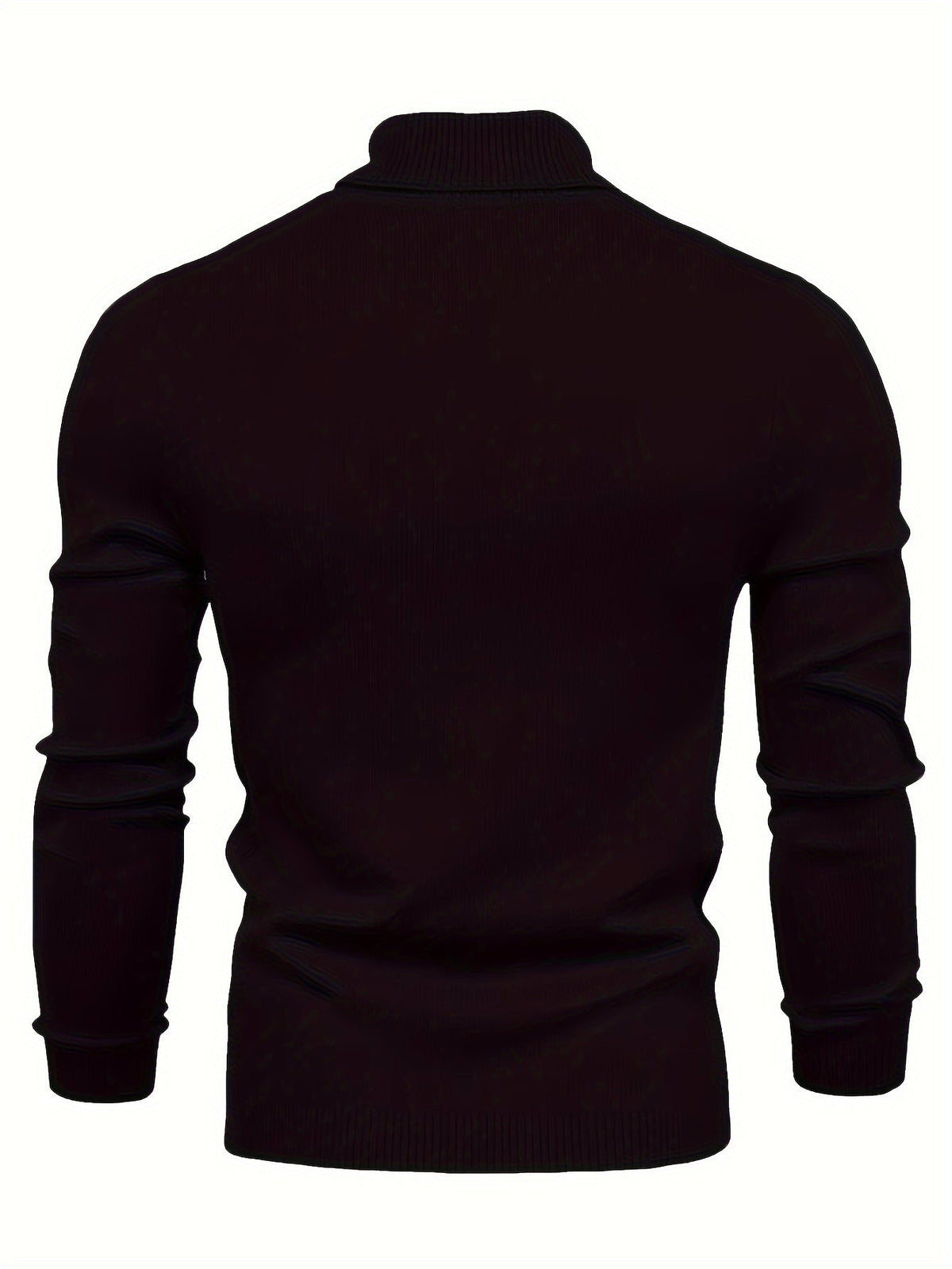 Mock Neck Sweater Knitted Black Men's Long Sleeve Pullover – Casual, Office, Gift