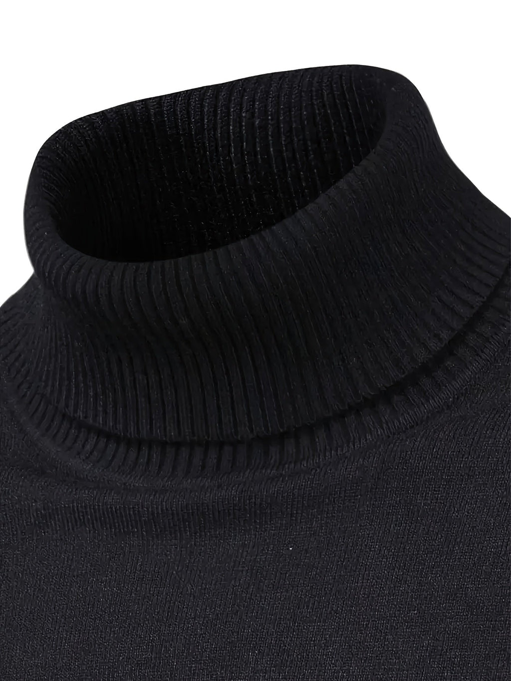 Mock Neck Sweater Knitted Black Men's Long Sleeve Pullover – Casual, Office, Gift