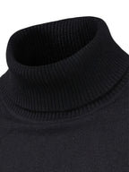 Mock Neck Sweater Knitted Black Men's Long Sleeve Pullover – Casual, Office, Gift