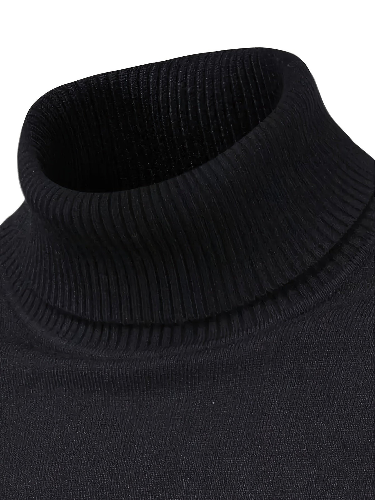 Mock Neck Sweater Knitted Black Men's Long Sleeve Pullover – Casual, Office, Gift
