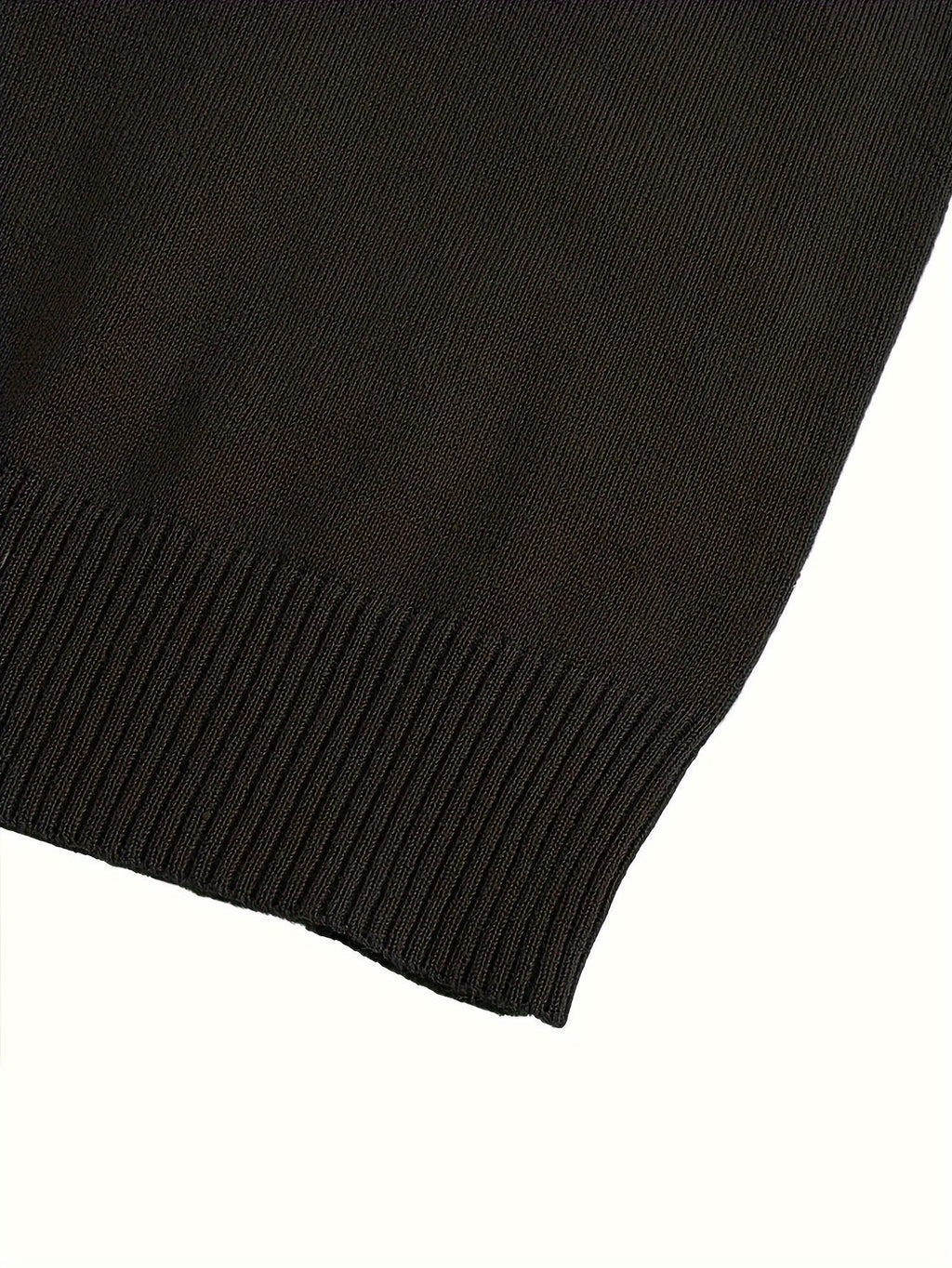 Mock Neck Sweater Knitted Black Men's Long Sleeve Pullover – Casual, Office, Gift