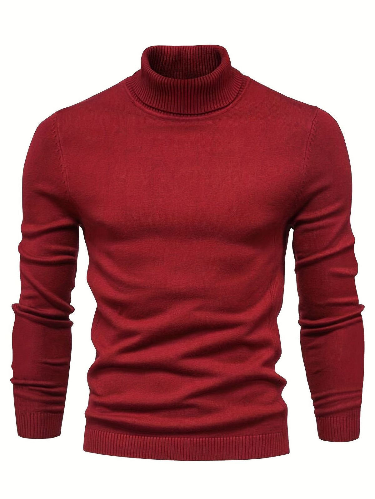 Mock Neck Sweater Knitted Black Men's Long Sleeve Pullover – Casual, Office, Gift