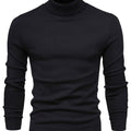 Mock Neck Sweater Knitted Black Men's Long Sleeve Pullover – Casual, Office, Gift