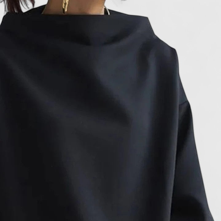 Mock Neck Sweatshirt Women's White Long Sleeve Pullover – Casual, Office · Werune