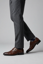 Monk Strap Brogues Leather Brown Men's Dress Shoes Cushioned Insole – Office, Wedding, Formal, Gift