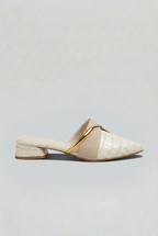 Mule Shoes Croc-Embossed Brown Pointed Toe Block Heel Women's – Office, Casual, Holiday, Gift